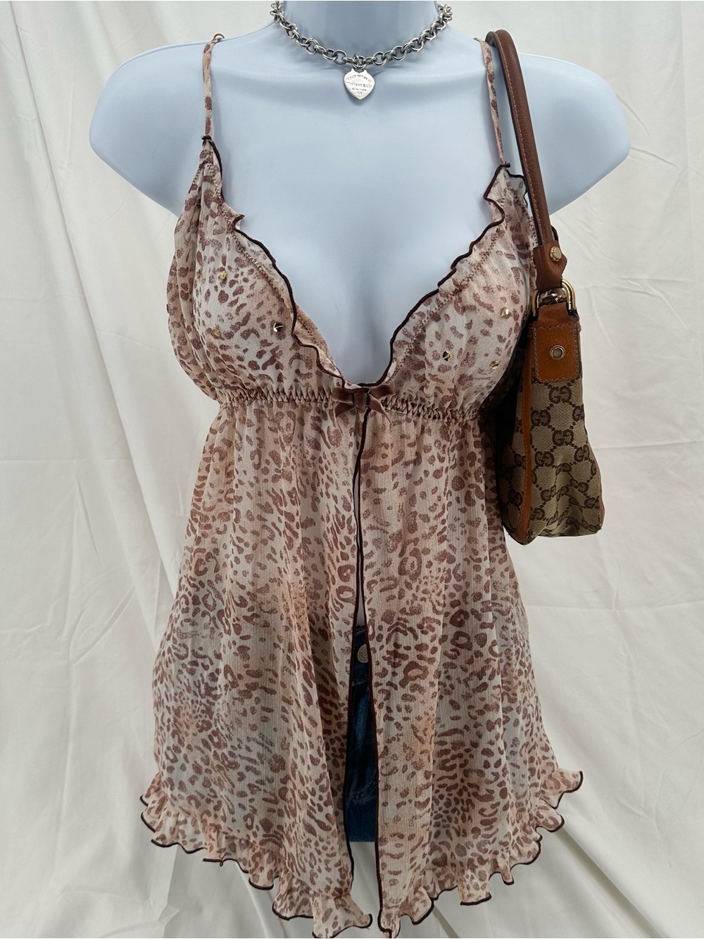 Fairy Coquette Y2K Deadstock Enchanted Leopard Print Ruffle Cami/Lingerie